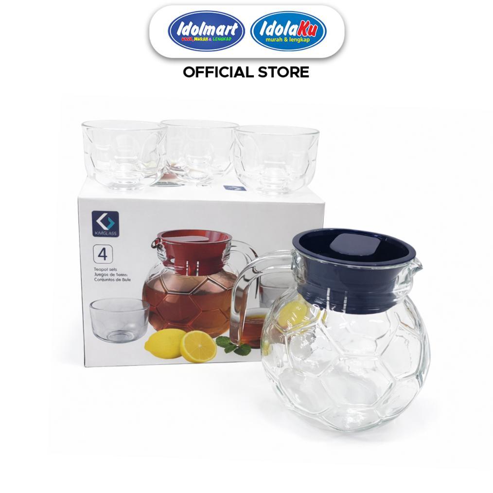 IDOLMART Pitcher Teko Set Bulat / Drink Set Kimglass isi 4 pcs / Teko Bulat dan gelas- Bogor