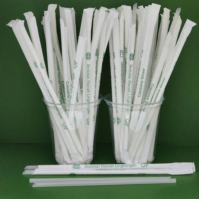 Deoch- Cassava Straw /Sedotan Cassava Runcing 6Mmx20Cm Wrap Paper ( 250 Pcs)
