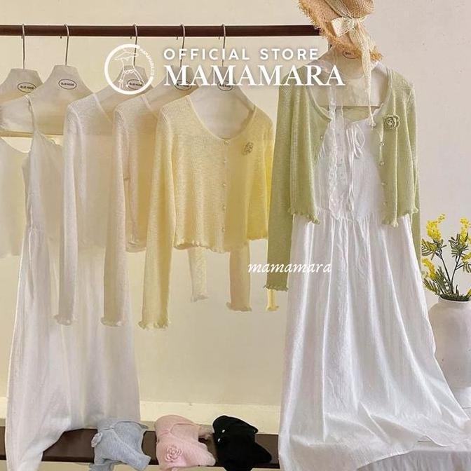 MAMAMARA - Cardigan Outer Rajut Tipis Bunga Mawar Luaran Santai Adem Knitwear Simple Daily Wanita Ka