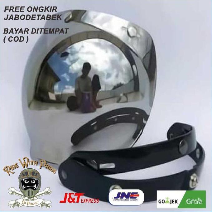 KACA BOGO MERK SNAIL CHROME( KACA HELM/ HELM RETRO / VISOR RETRO )