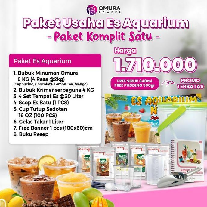 meysaless - [paket komplit es aquarium] paket usaha es akuarium franchise bubuk minuman kekinian es 
