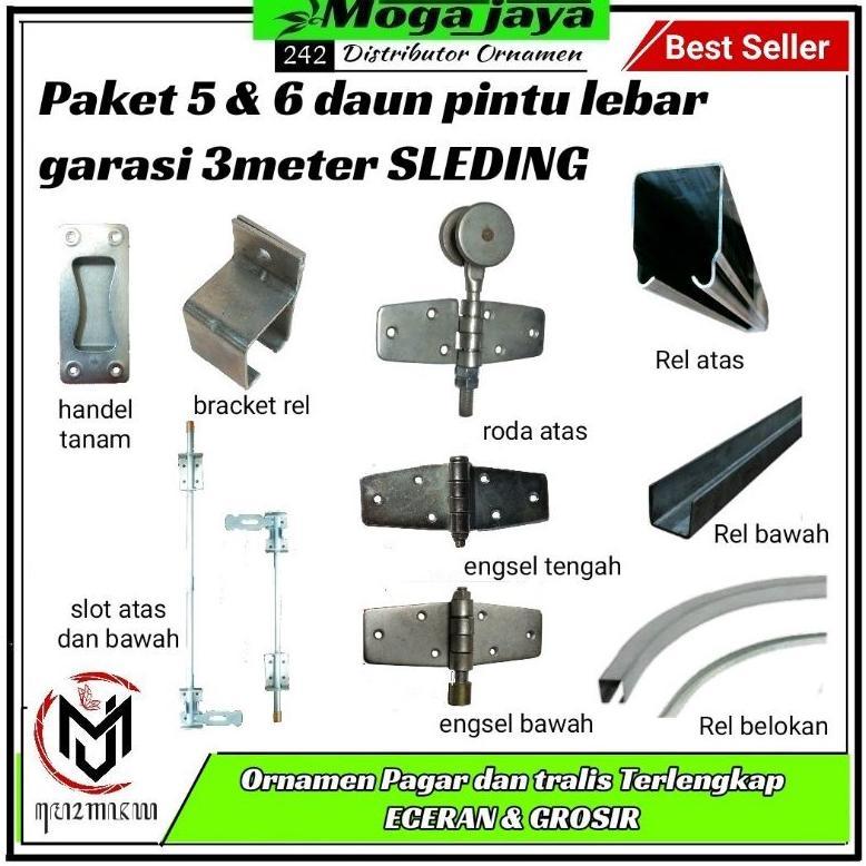 part engsel pintu garasi set lebar garasi 3m 5 & 6 daun pintu SLEDING lokal bukan wina dexon