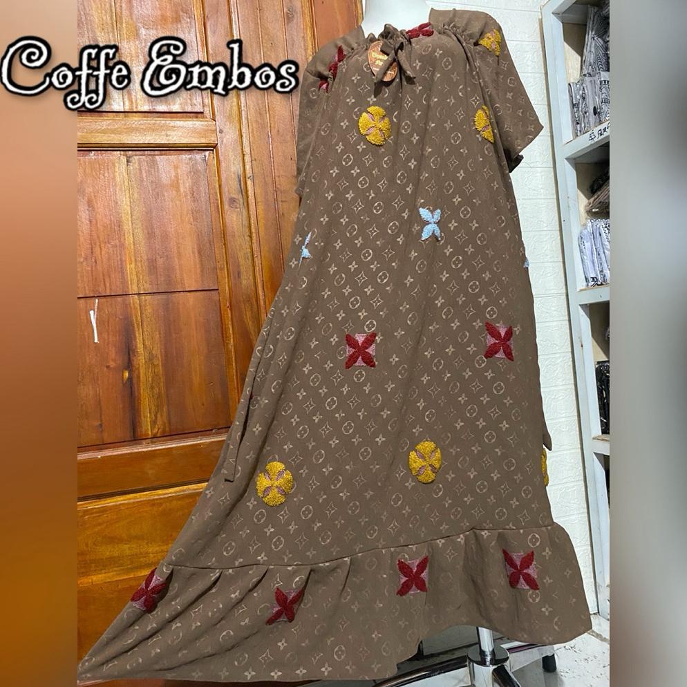 Dress Pompom Daster Fuji Crinkle Pompom Terbaru