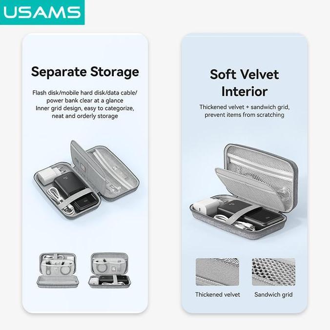 Spazieren- Usams Zb290 Portable Storage Bag Tas Powerbank Charger Kabel