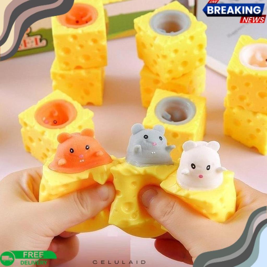 Promo Mainan Pop It Squishy Karet Silikon Keju Tikus / Mainan Squishy Tikus Keju Karet Silikon Pop I
