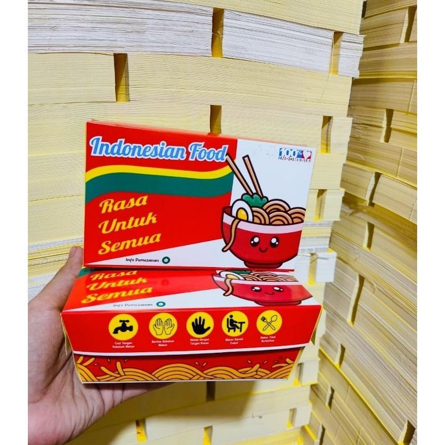 Dus Mie 100 Pcs Kotak Mie Level Goreng Ivory Laminasi Glosy Paper Lunch Box Kwetiau Mie Ayam Mie Yam