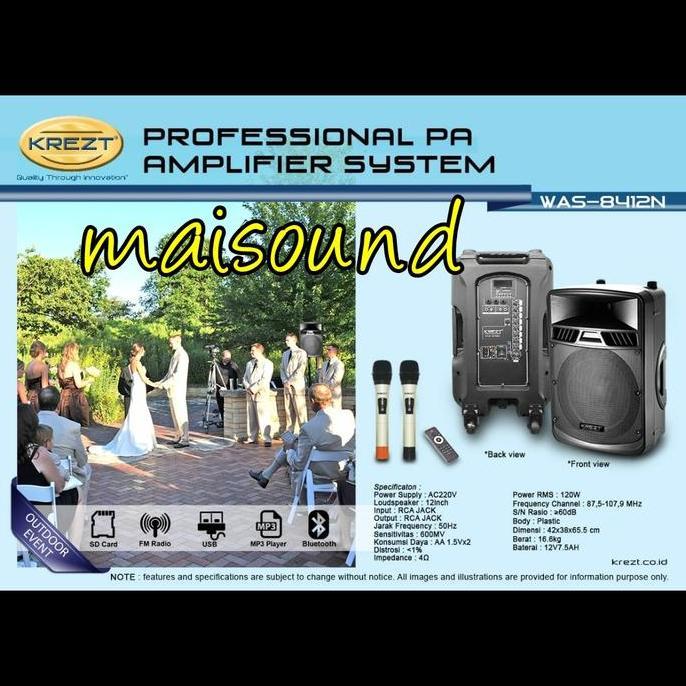Promo Speaker Portable Krezt Was 8412N 12 Inch Bluetooth Krezt 8412 N Mic Cod