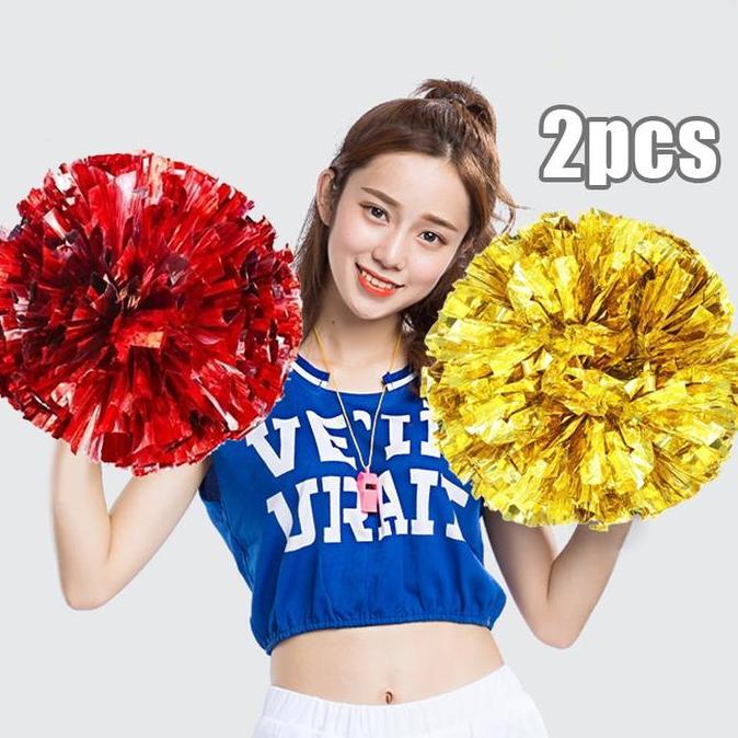 AMERZANA 2pcs Pom Pom Cheerleader Bunga Cheerleader Pom Pom Pemandu Sorak