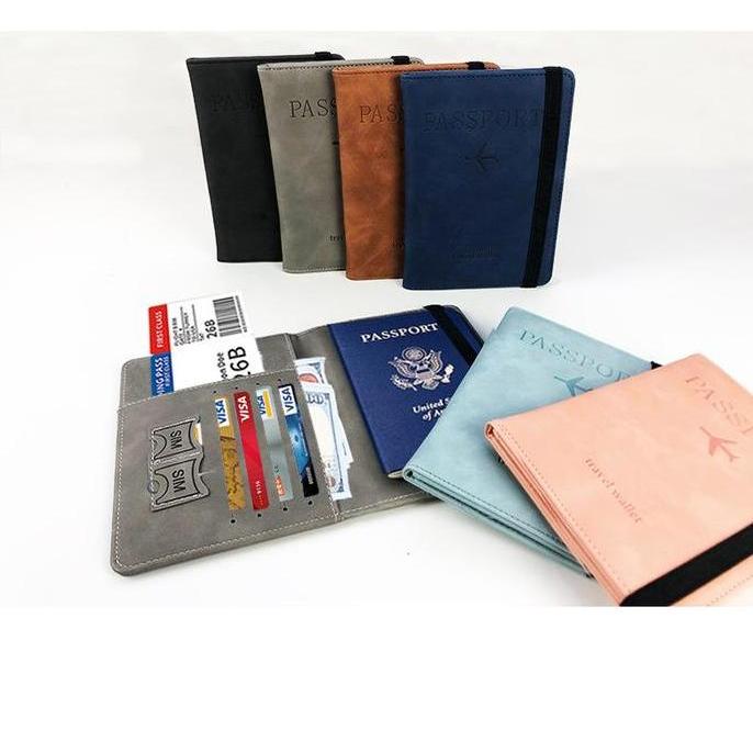 POIRENS Dompet Paspor Kulit / Tempat Paspor Multifungsi / Tas Penyimpanan Paspor Rfid