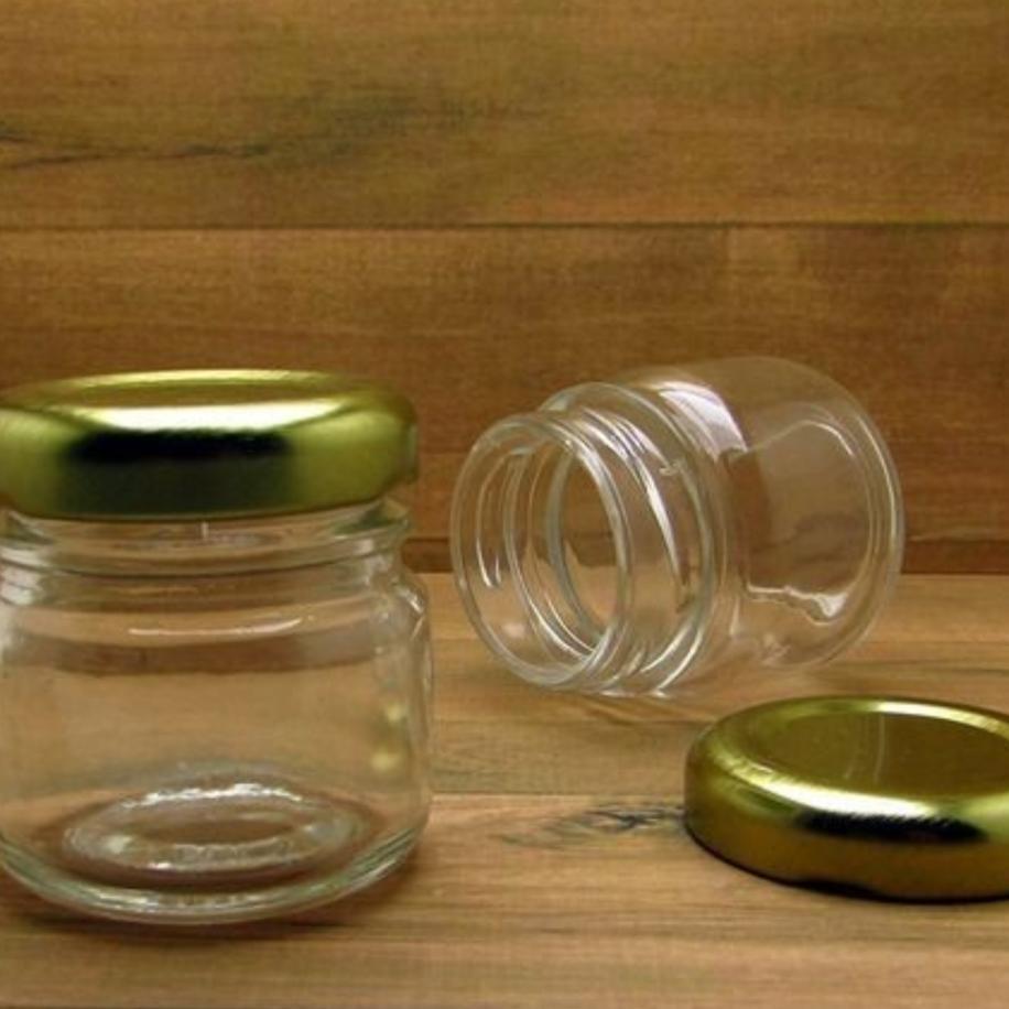 /10 Pcs 30Ml  Jar Silinder Kaca Tutup Gold / Botol Kaca Silinder Jar 30Ml