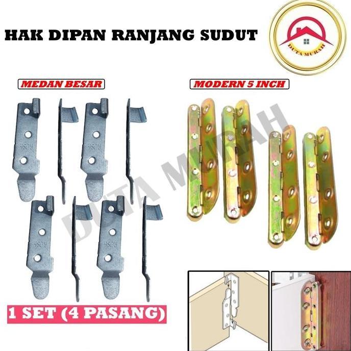 AYOBAKUL Hak Dipan Kait Ranjang Sudut 1 set (4pasang)  9cm /  Hak Dipan Cantol Bracket Engsel Medan 