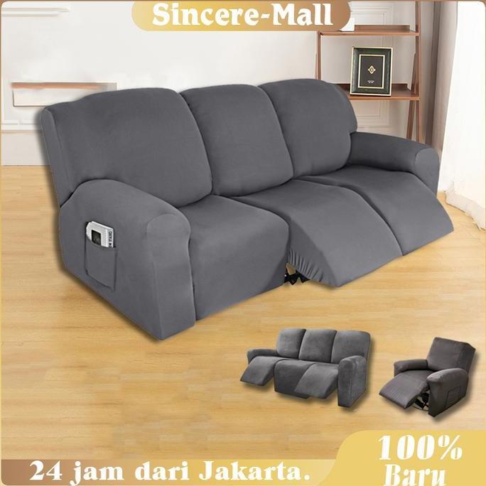POIRENS Cover Sofa 3 Seater Waterproof / Sarung Sofa Mewah Tamu / Cover Sofa Reclining Dengan Saku