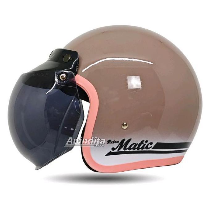 Helm Bogo Classic Gradasi List Pink Helm Wanita Cewe Lucu Kekinian Motorcycle