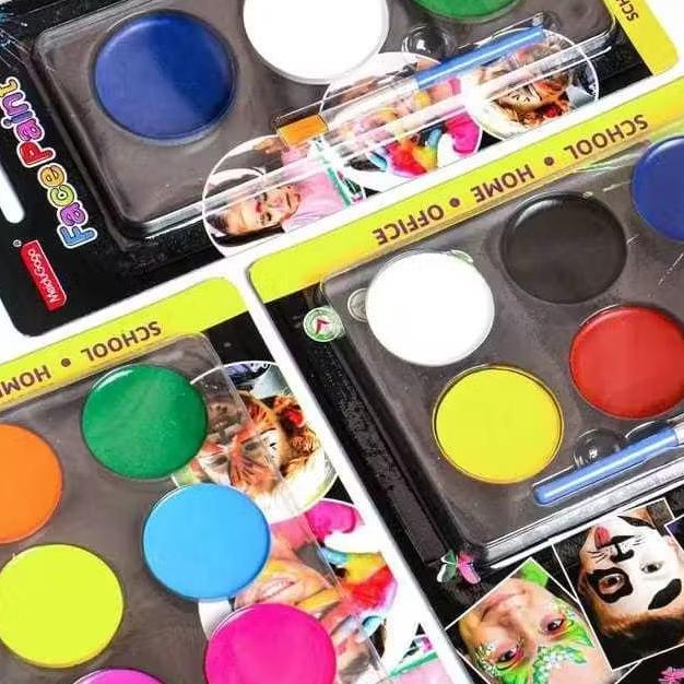 Portable boxed washable water based body face make up paint for kids Body and Face paint kit for kid