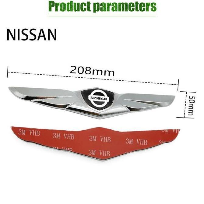 POIRENS Stiker Logo Emblem Mobil Depan Belakang Wing Sayap Sticker Dekorasi Body Mobil Nissan