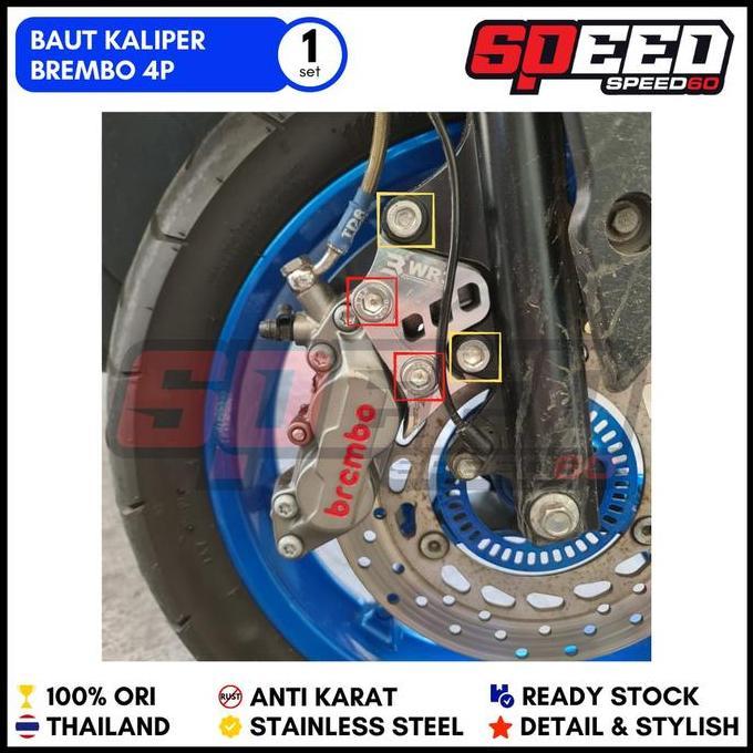 Probolt Baut Breket Kaliper Brembo 4P Depan Xmax King Nut Thailand