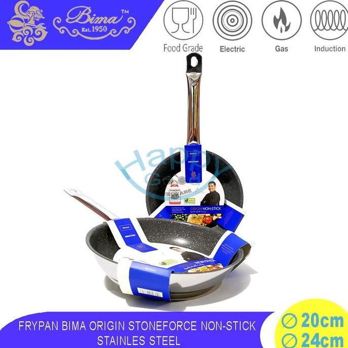 Ready BIMA ORIGIN 20-24CM FRYPAN/PANCI PENGGORENGAN STAINLESS STEEL ANTI LENGKET INDUKSI SUS304