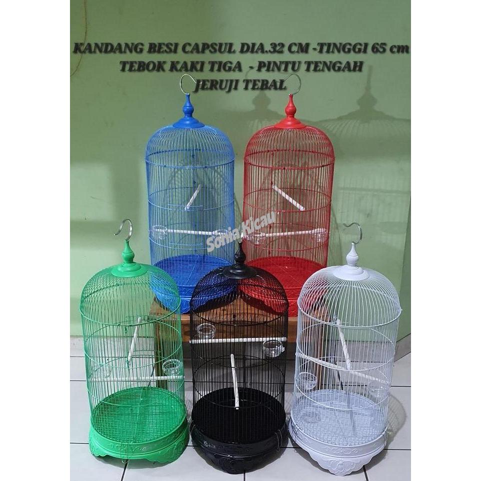 Kbd Kandang Besi Bulat Capsul Dayang Jeruji Tebal Lovebird Konin Robin
