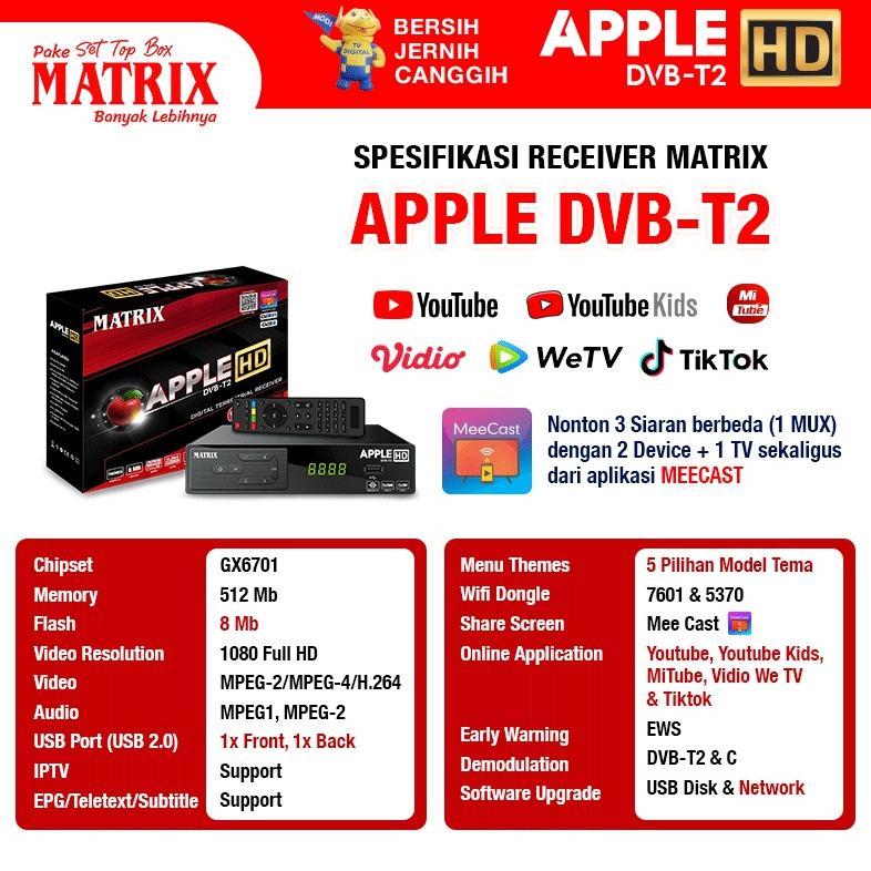 VELMORA [COD] SET TOP BOX TV DIGITAL MATRIX APPLE DVBT2 / STB MATRIX / STB MATRIX APPLE MERAH / SETO