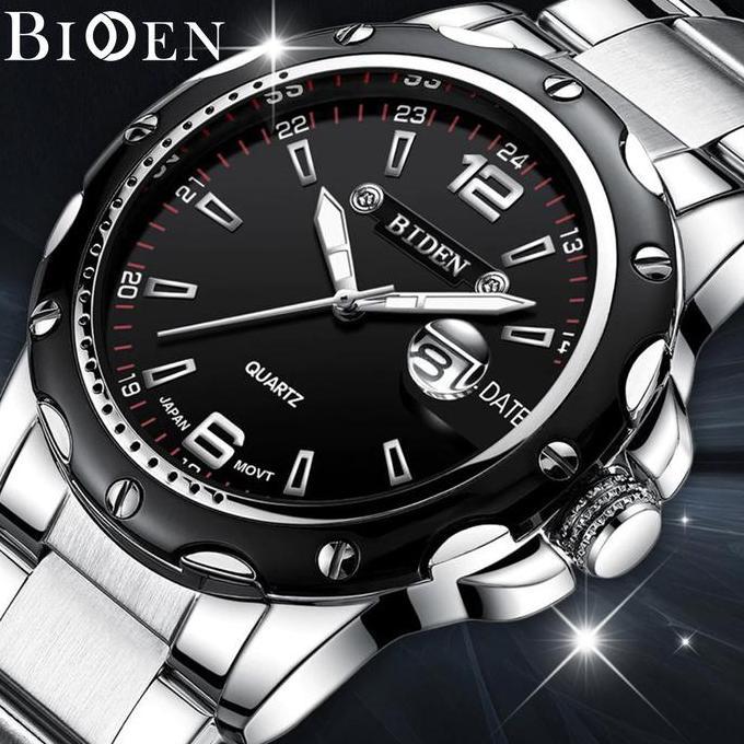 BIDEN Jam Tangan Pria Biden fashion pria analog pita jala bisnis Anti Air Jam Tangan Cowok