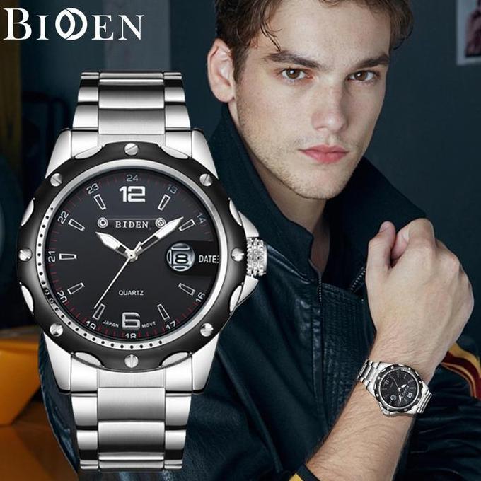 003Harga telah diganti, cepat beliBIDEN Jam Tangan Pria Olahraga Kuarsa Otomatis Date Tali Stainless