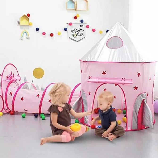 Tenda Bermain Anak / Rumah Istana Anak Free Lampu Led(Selama Stok Ada) Berkualitas