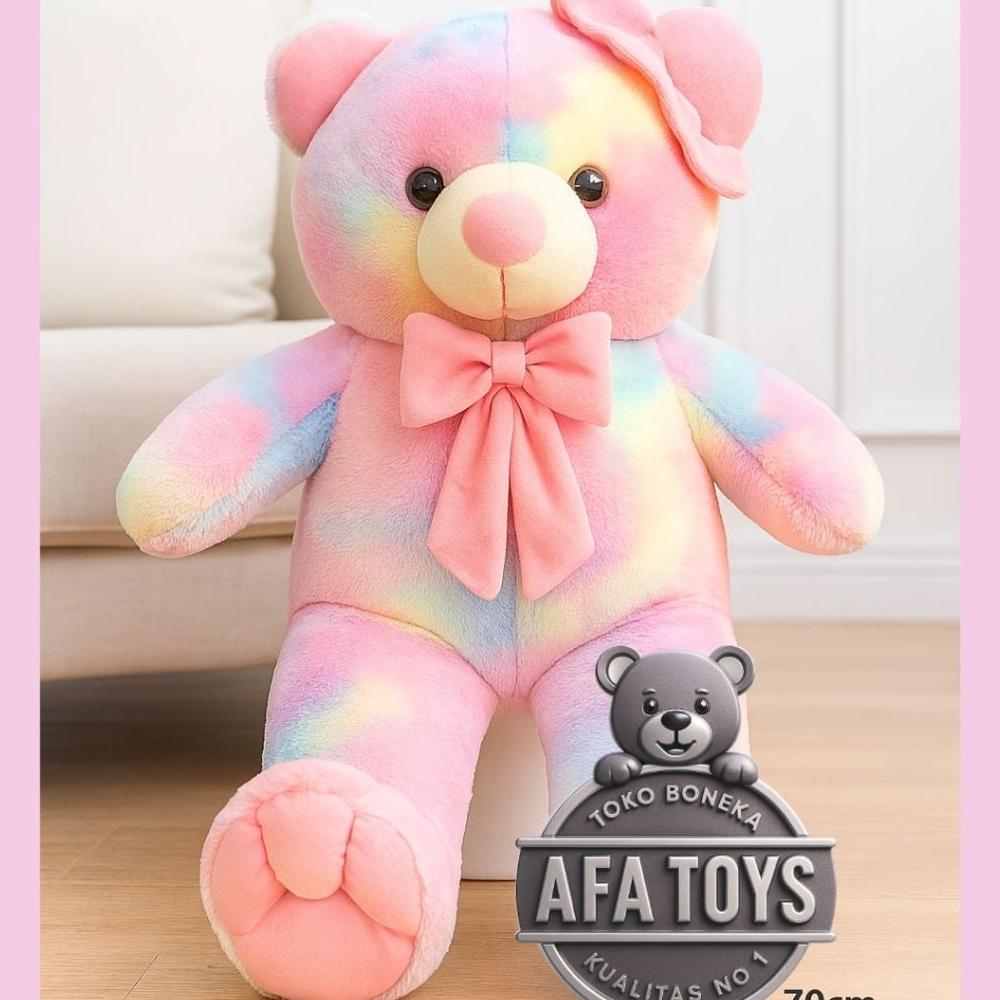 Boneka Teddy Bear Rainbow XL 70cm Warna-Warni DISKON
