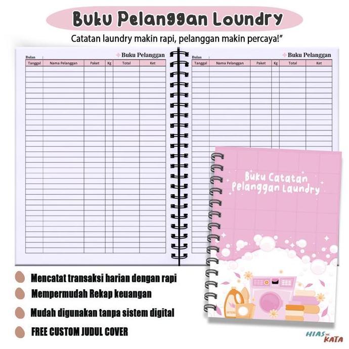 bavero_sell - hiasandkata buku pelanggan laundry logbook transaksi harian a5 80 halaman spiral catat
