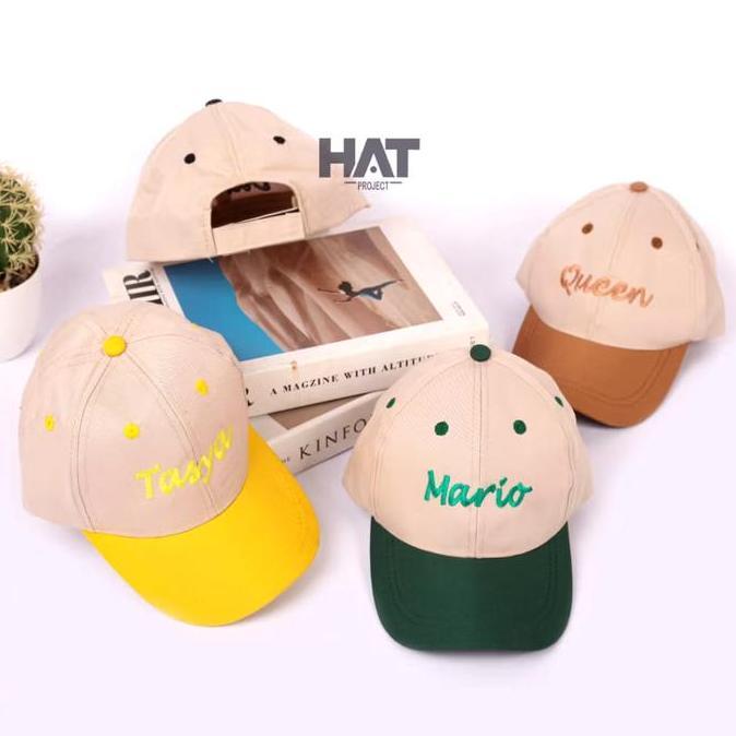 TOPI ANAK BASEBALL BORDIR SMILE FREE BORDIR NAMA laki 2 tahun cewek 612 Hitam Putih Cowok Bayi