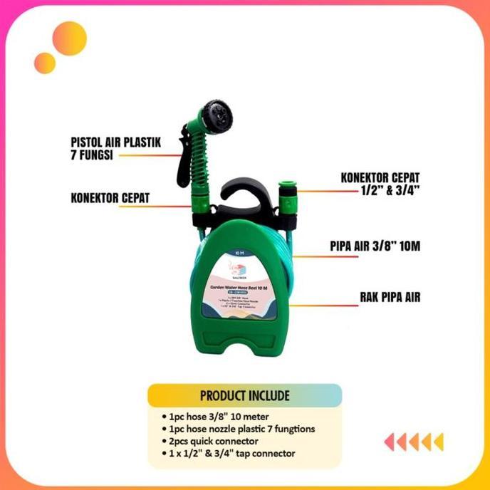 HOSE REEL MINI SET SELANG 10 METER - SELANG AIR PORTABLE SET
