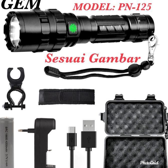 SENTER LED PN125 Tactical CREE XPH50 20000 Lumens with Baterai 26650