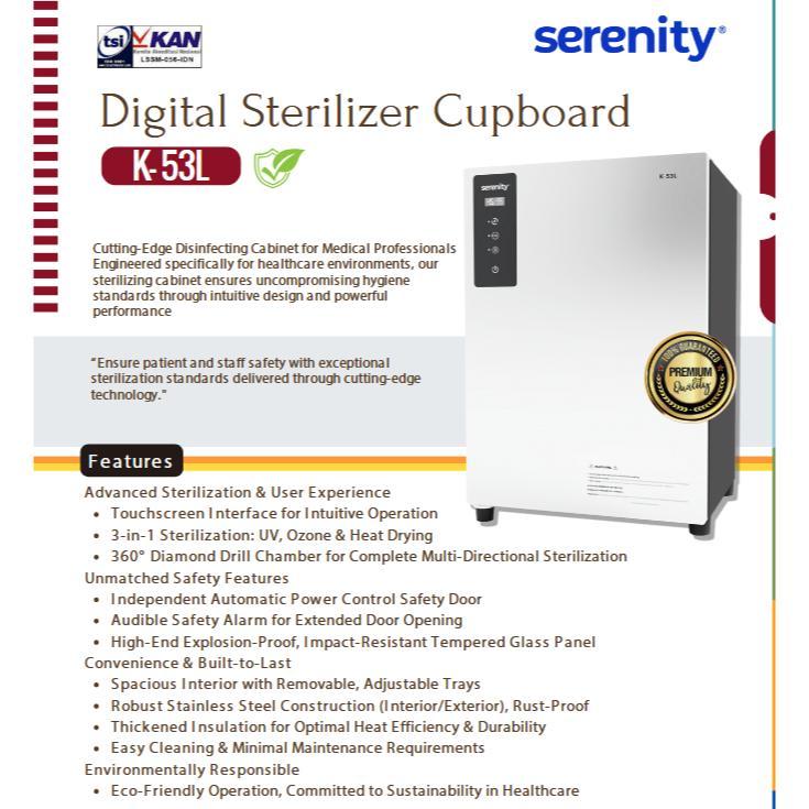 Sterilizer Sterilisator Serenity 1 Pintu  K-53L Sterilisator 1 Pintu Sterilisator