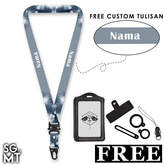 Lanyard Custom Nama Nametag Tali Lanyard Gantungan 2cm Holder Kulit Satuan