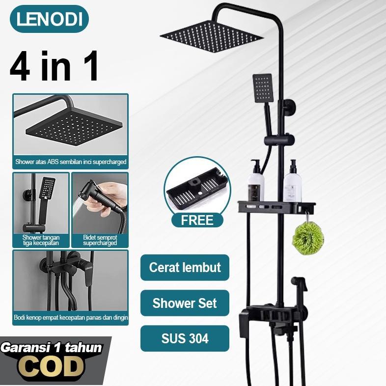 Lenodi Set Shower Kamar Mandi Set Panas-Dingin / 4 Fungsi Set Sower Kamar Mandi Tembaga Lengkap