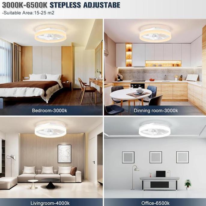 Ready  Hyderson Lampu Gantung Kipas Angin LED Fan Ceiling Light Acrylic Remote
