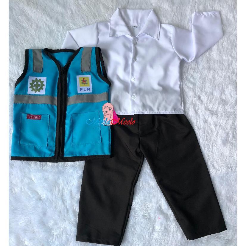 Baju Kostum Anak Pln Biru - Satu Set Rompi Termurah