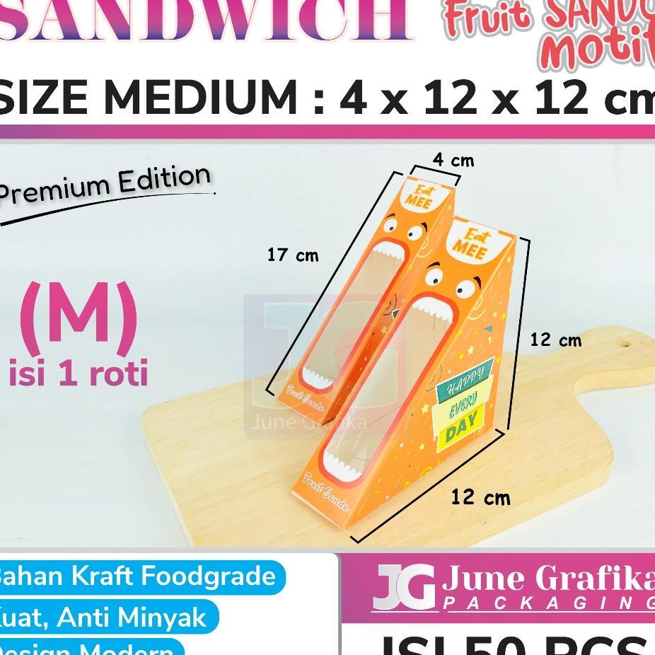 (Isi 50Pcs) Kemasan / Box Sandwich / Packaging Kraft Sandwich / Kotak Roti Kraft / Mika Segita Sandw