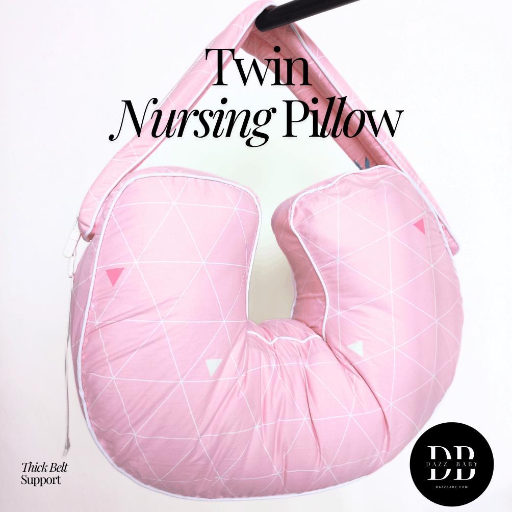 Bantal Menyusui Kembar / Nursing Pillow Twin Katun Motif Pink Triangle Dazz Baby