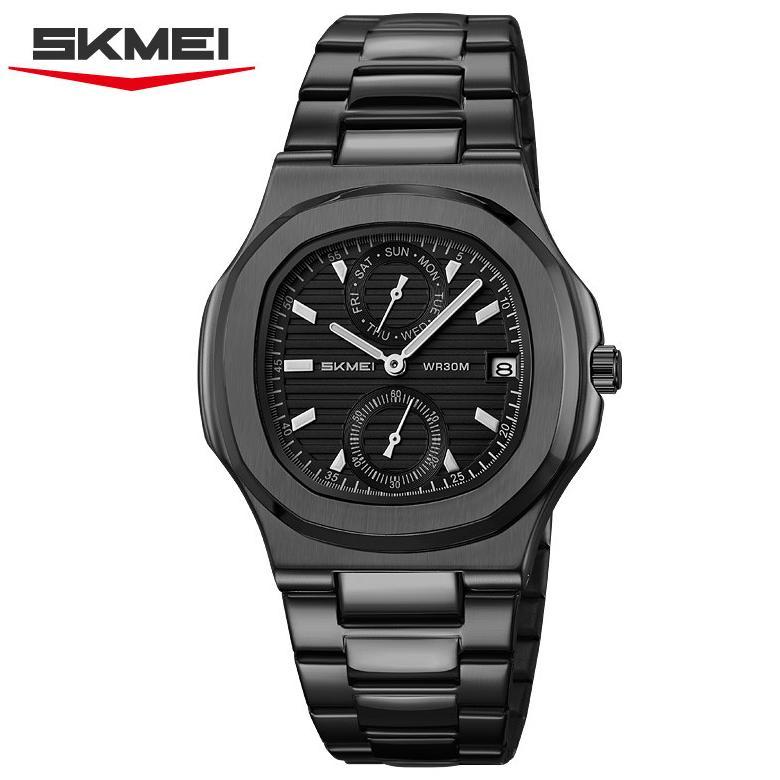 Hemat Skmei 2423 Jam Tangan Pria Analog Chronograph Tali Stainless Steel Mgos