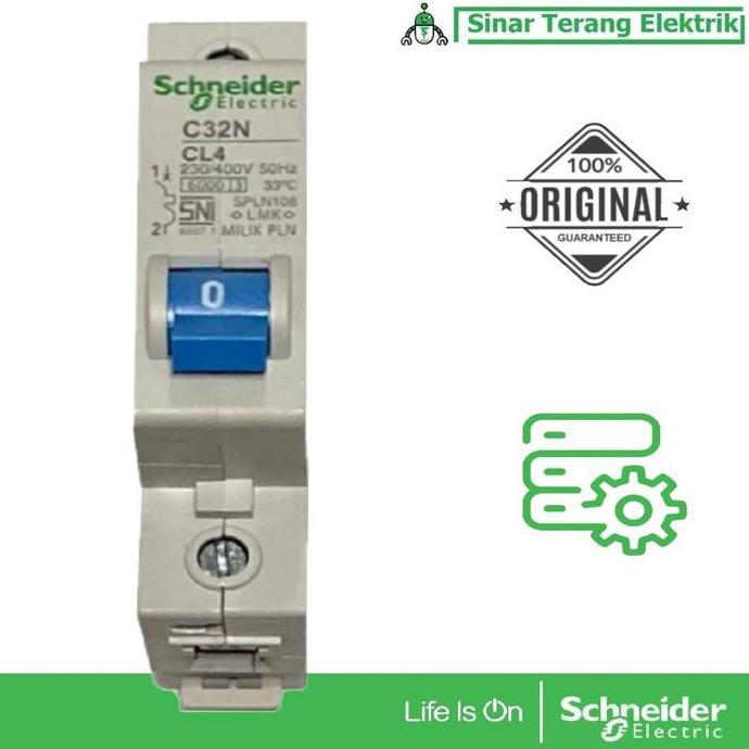 MCB C32N 1P 2A CL2 Schneider Electric PLN Kepala Biru