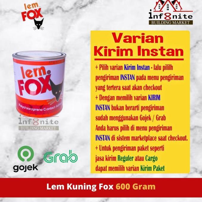 Ready Lem Kuning FOX Lem Serbaguna Lem Hpl Sepatu Lem Aibon FOX 600 Gram
