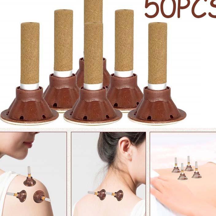 50Sets Moxa Tanpa Asap Moksa Terapi Moxa Stick Set Tanpa Asap Moksa Tempel Moxibustion / Moxa Tanpa 