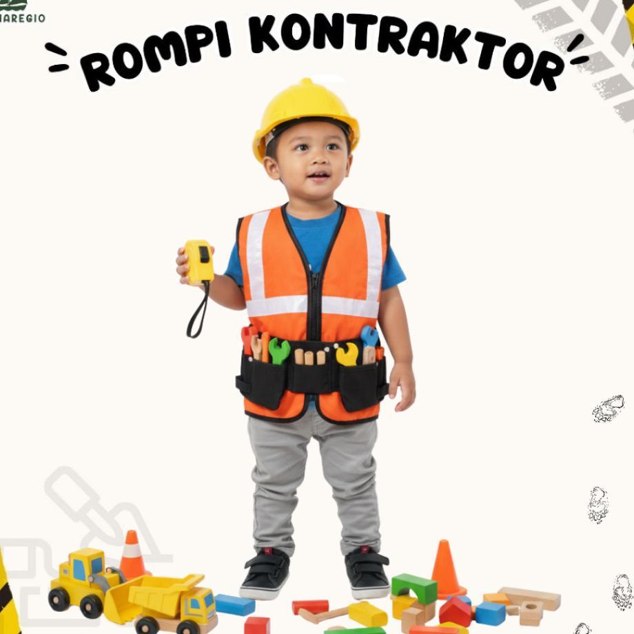 Baju Profesi Anak Kontraktor Kostum Rompi Pekerja Proyek