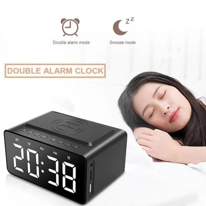 AEC BT508 - Bluetooth Speaker LED Alarm Clock with Wireless Charger