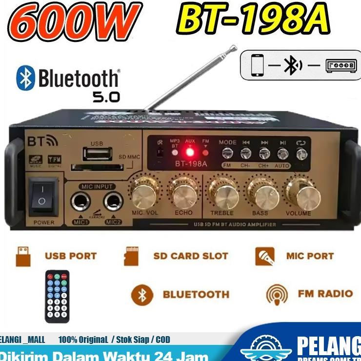 Bt-198A Amplifier Karaoke Bluetooth Audio 600W Power Amplifier  Fm Radio