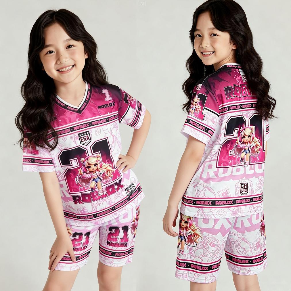 Diskon Set Jersey Anak Perempuan Dan Laki Baju Celana Roblox Buat Anak 3-13 Tahun