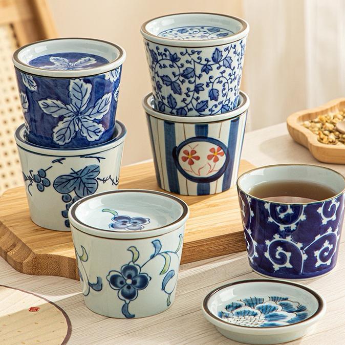 Gl 25 Satuan Gelas Mug Keramik Ocha Teh Dessert Air Dengan Tutup Tatakan Tahan Panas Oven Microwave 