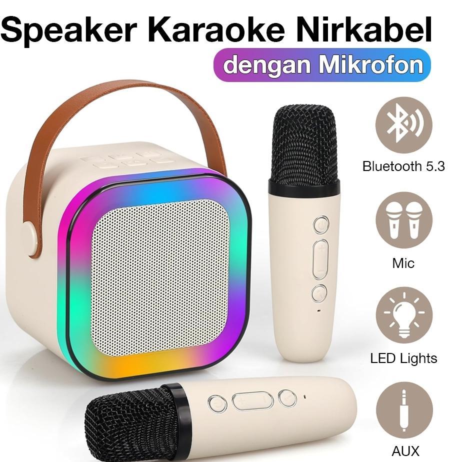 [Cod] Speaker Bluetooth Karaoke 2 Set Mic Mini Speaker Karaoke Portable Karaoke Bluetooth Speaker Po