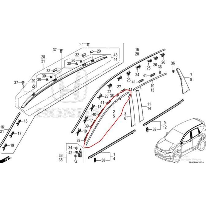 List Chrome ATAS Pintu Depan CRV TURBO 2017-2021 Original