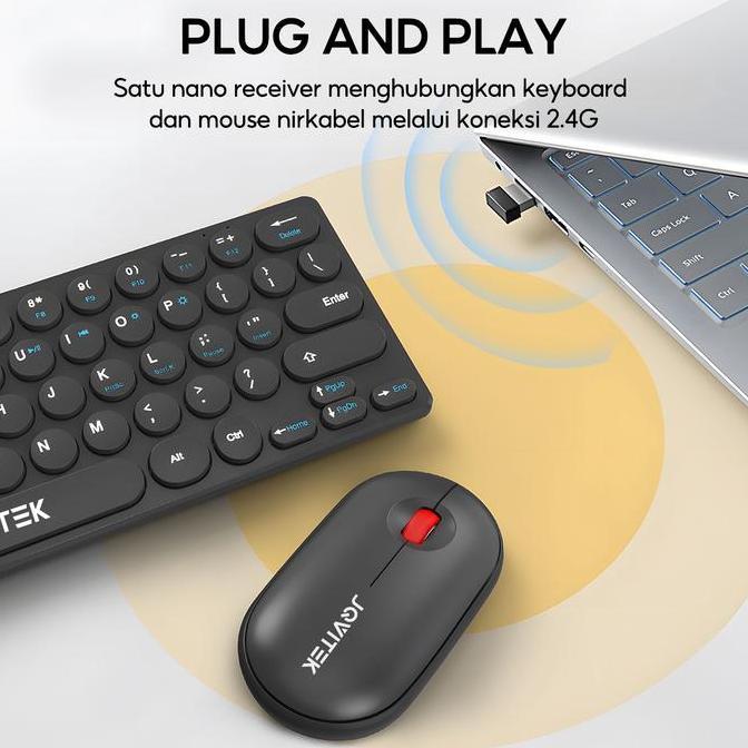 Promo CodJovitech 2.4Ghz Wireless Keyboard + Mouse Silent Mode Anti Slip Support All Device Nirkabel
